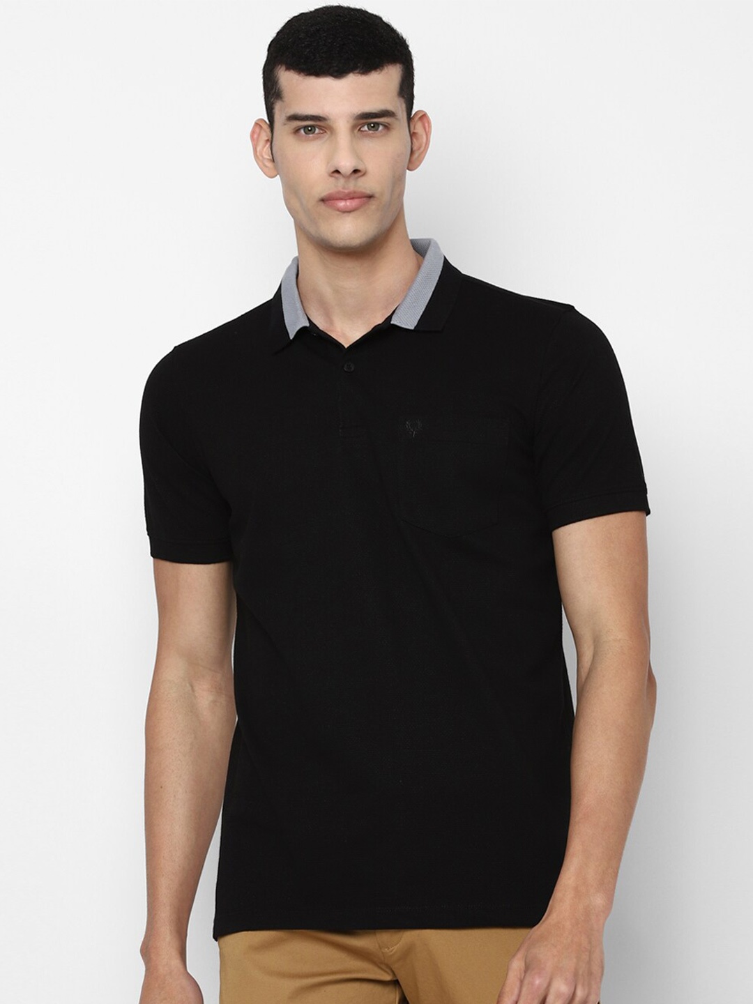

Allen Solly Men Black Polo Collar Pockets T-shirt