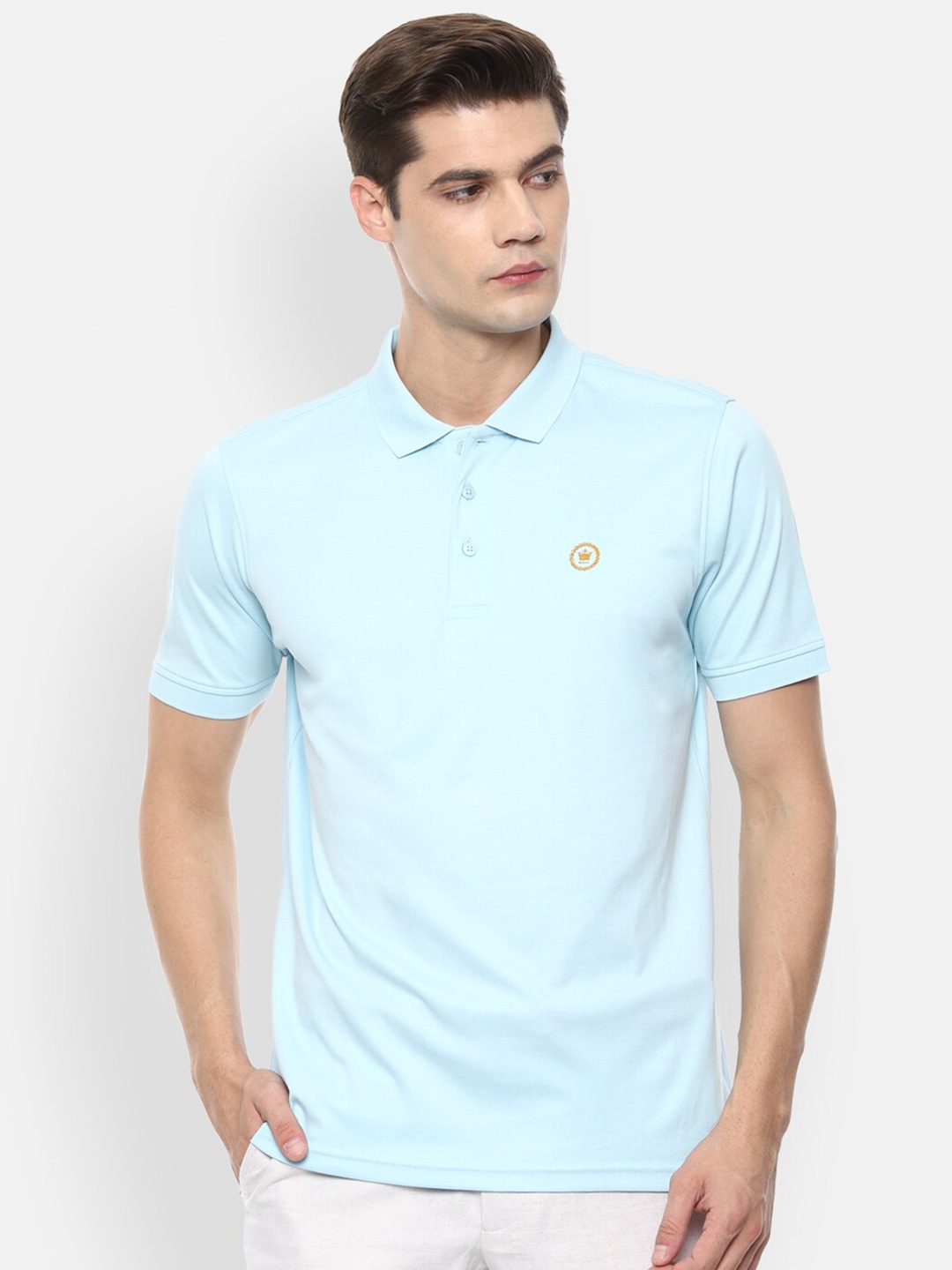 

Louis Philippe Men Blue Polo Collar T-shirt