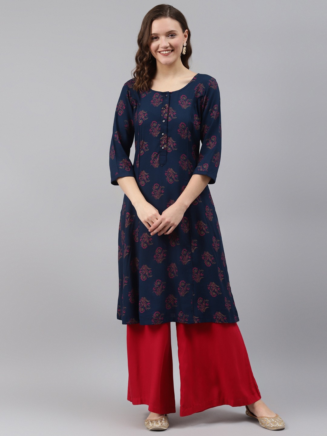 

Ayaany Women Blue Printed Kurta