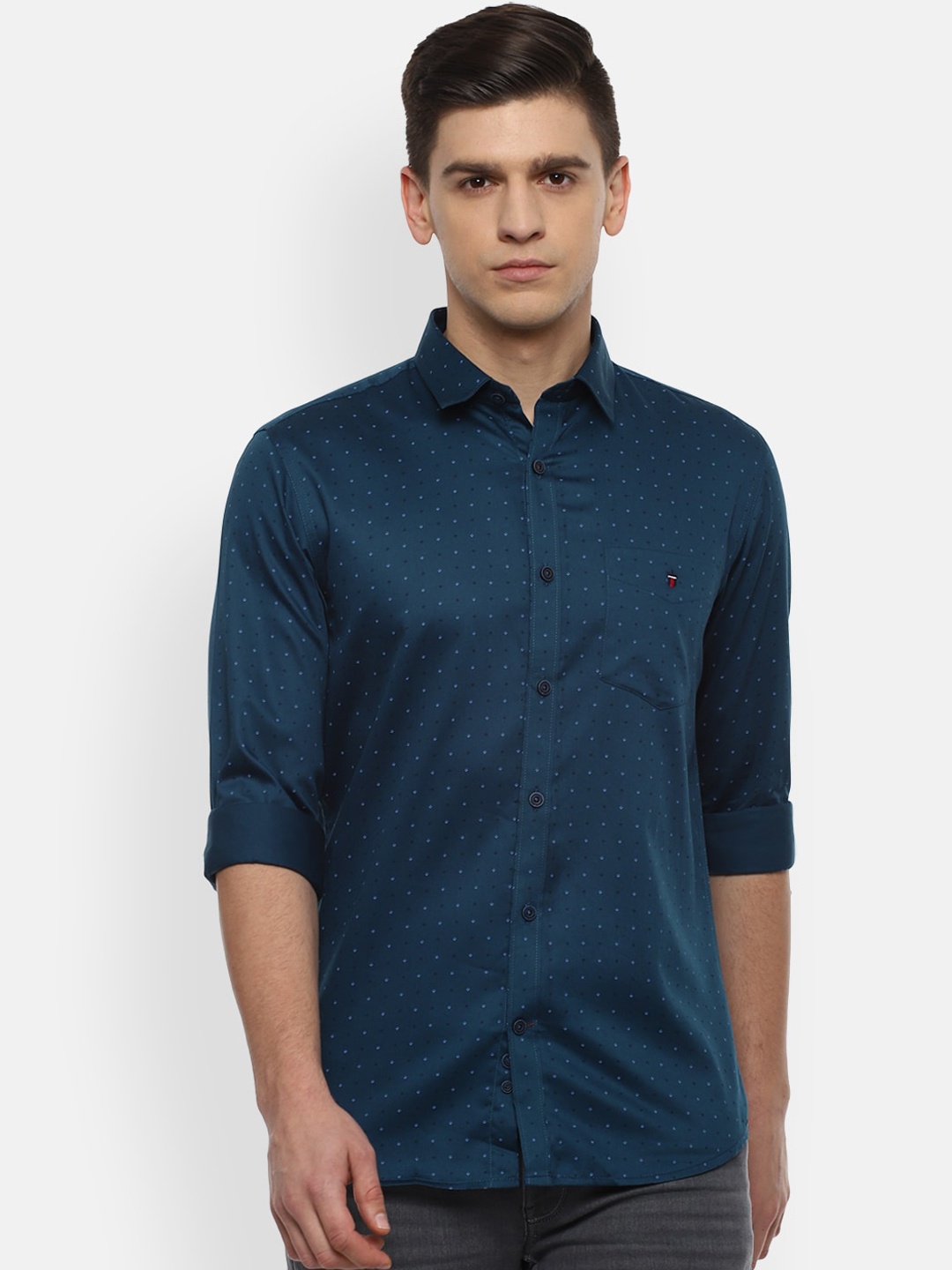 

Louis Philippe Sport Men Navy Blue Slim Fit Opaque Printed Casual Shirt
