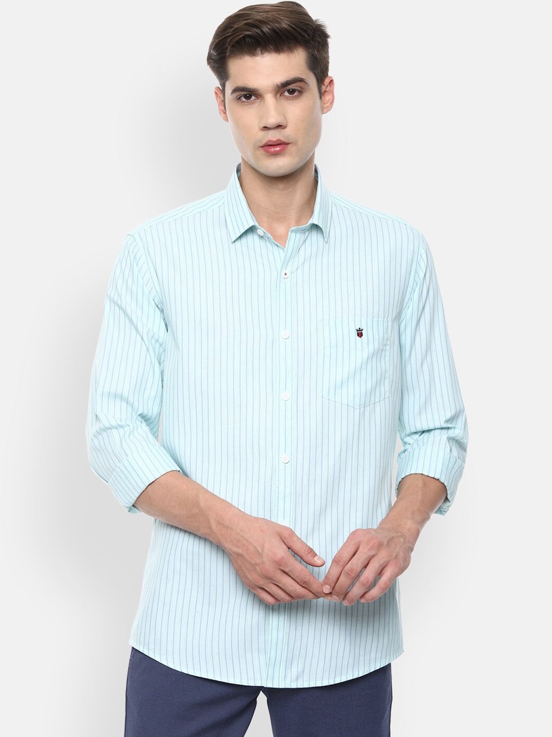 

Louis Philippe Sport Men Blue Striped Slim Fit Casual Shirt