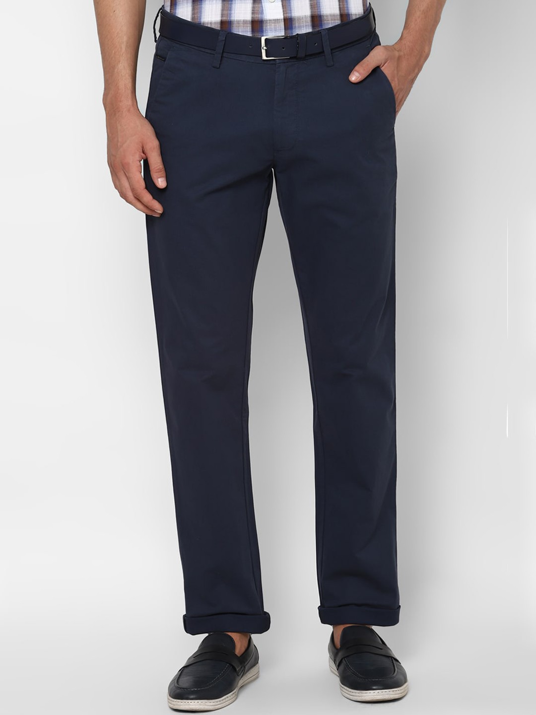 

Allen Solly Men Navy Blue Slim Fit Trousers