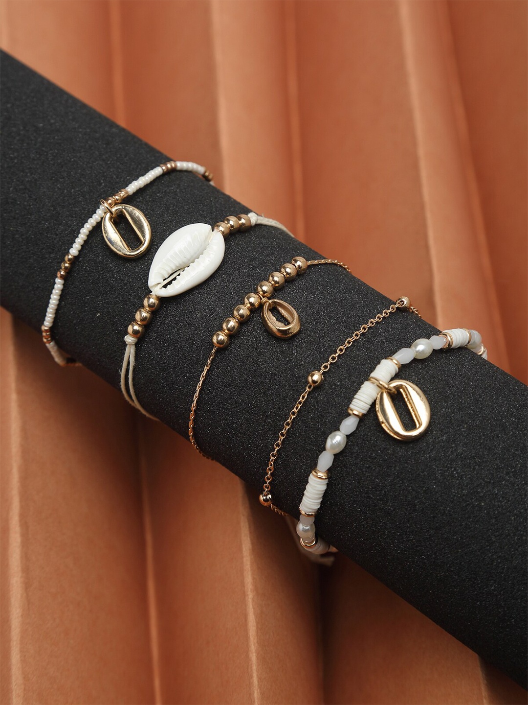

Madame Women 5 Rose Gold & White Rose Gold-Plated Charm Bracelet