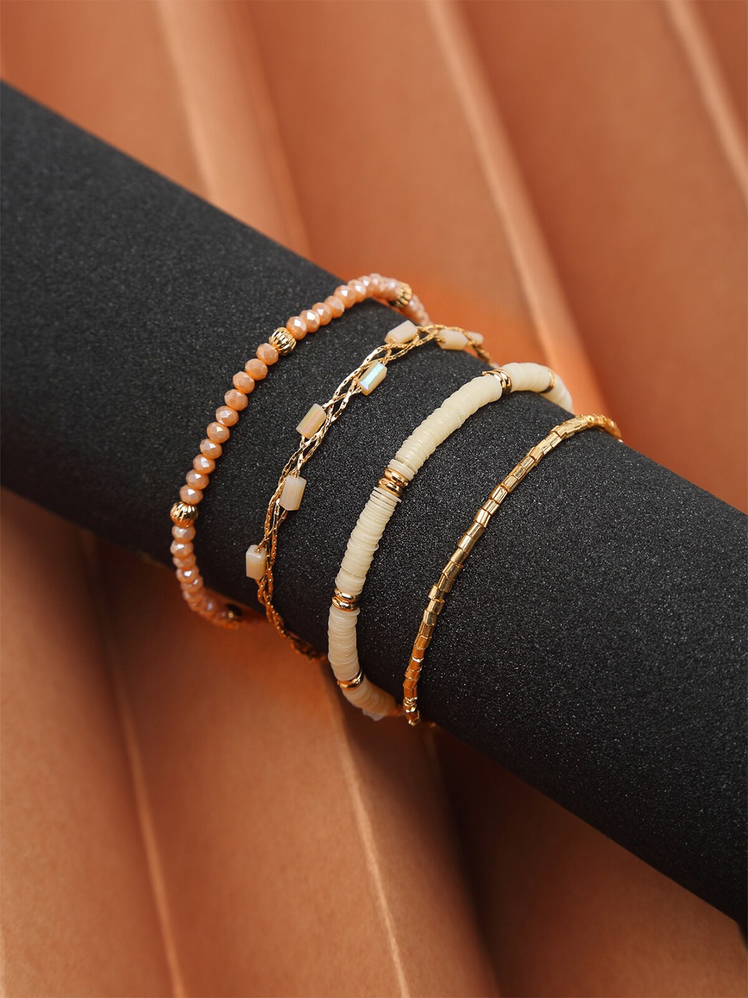 

Madame Women 4 Gold-Toned & Red Rose Gold-Plated Charm Bracelet