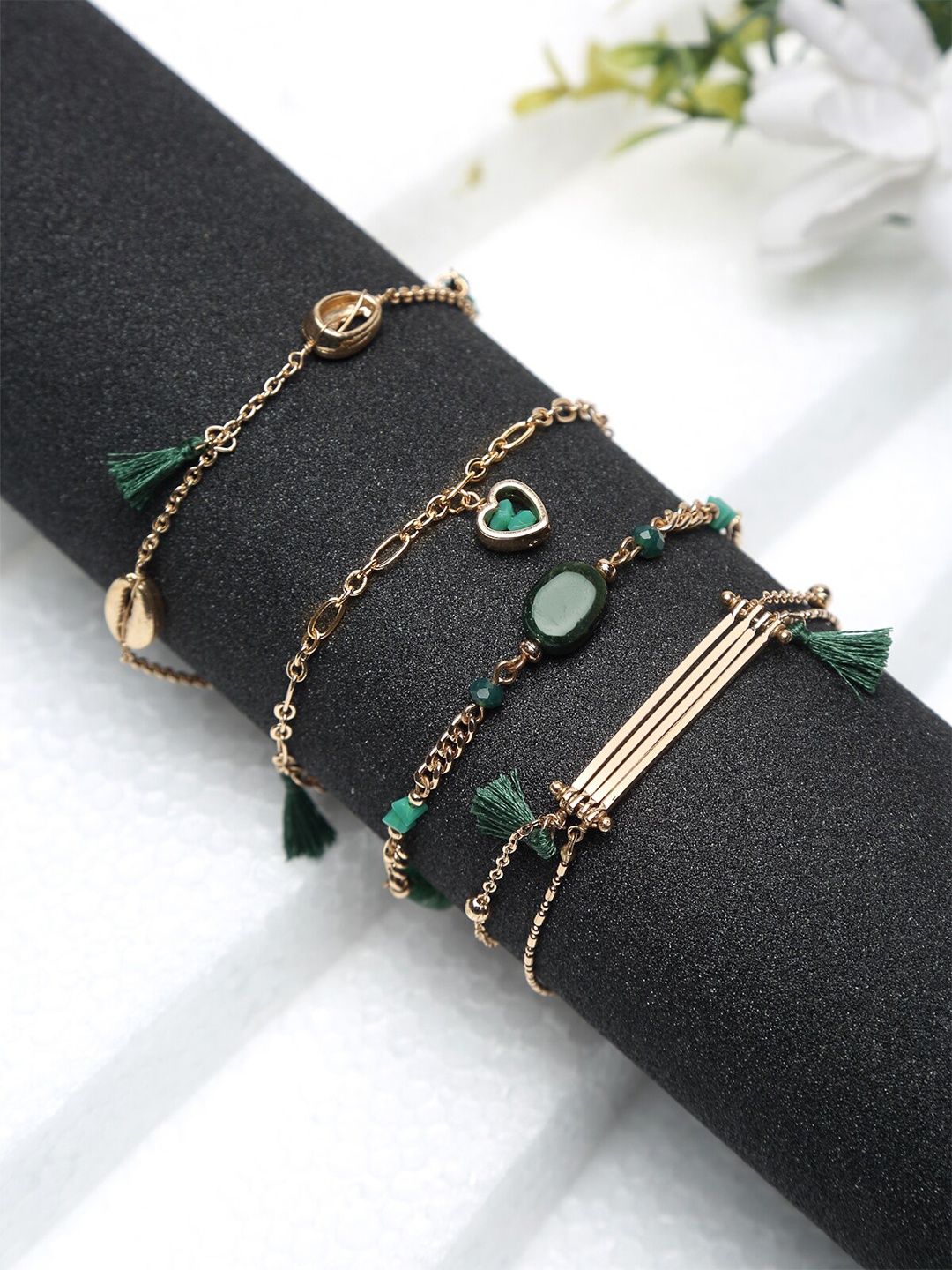 

Madame Women 5 Rose Gold & Black Rose Gold-Plated Charm Bracelet