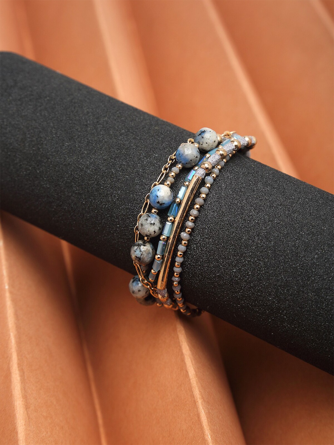 

Madame Women Rose Gold & Blue Rose Gold-Plated Link Bracelet