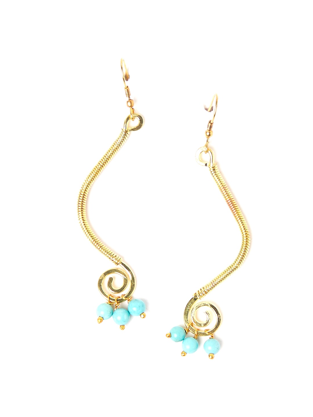 

Fabindia Gold-Toned & Blue Contemporary Drop Earrings