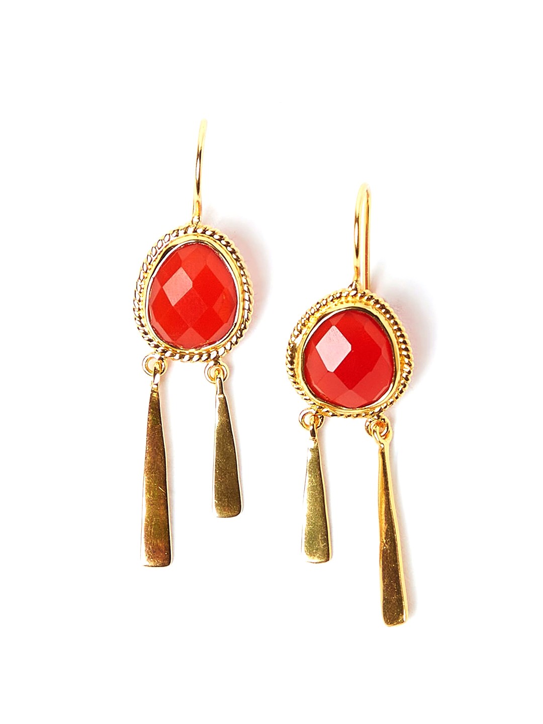 

Fabindia Gold-Toned & Red Contemporary Drop Earrings