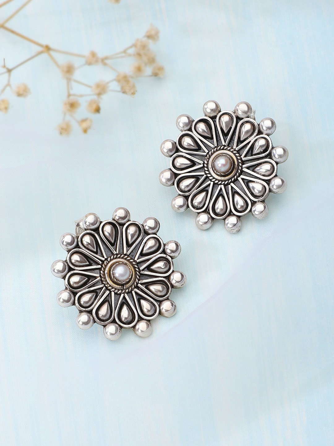 

Fabindia Silver-Toned Contemporary Studs Earrings