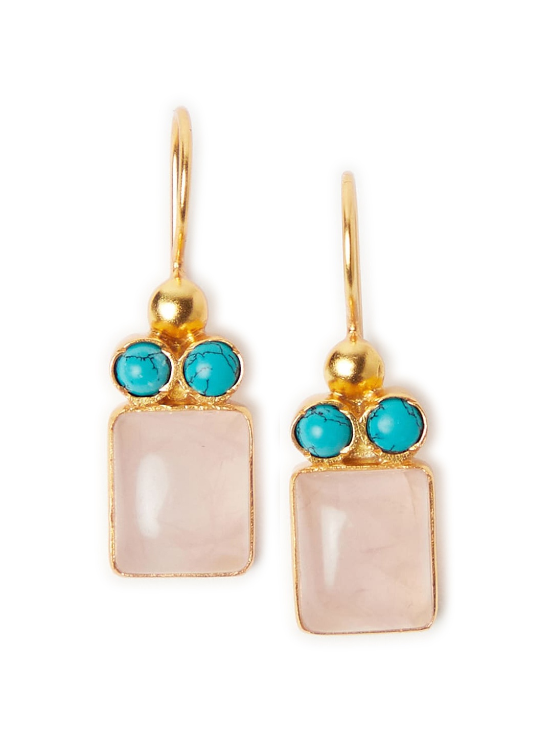

Fabindia Cream-Coloured & Turquoise Blue Contemporary Drop Earrings