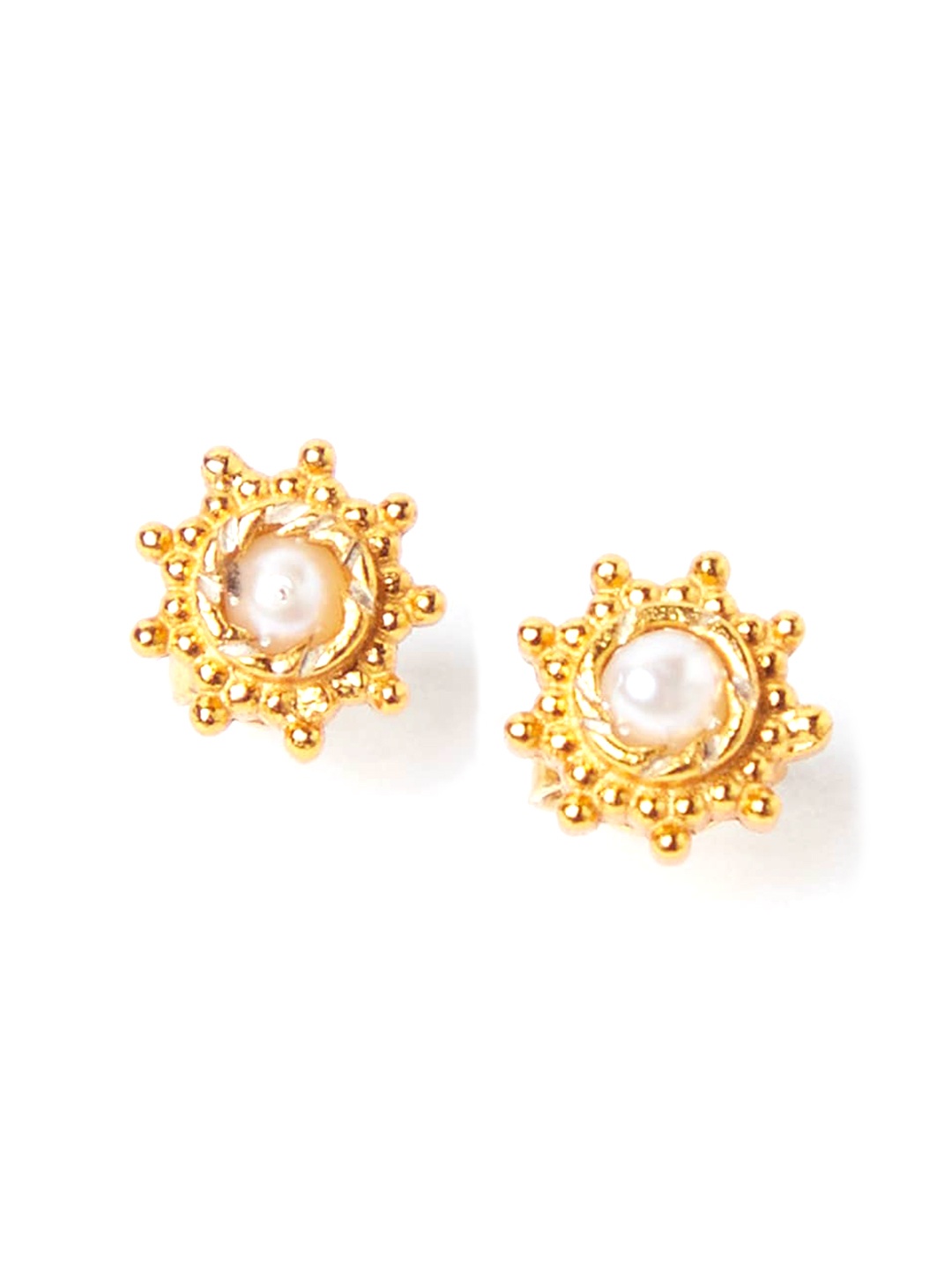 

Fabindia Gold-Toned & White Floral Studs Earrings