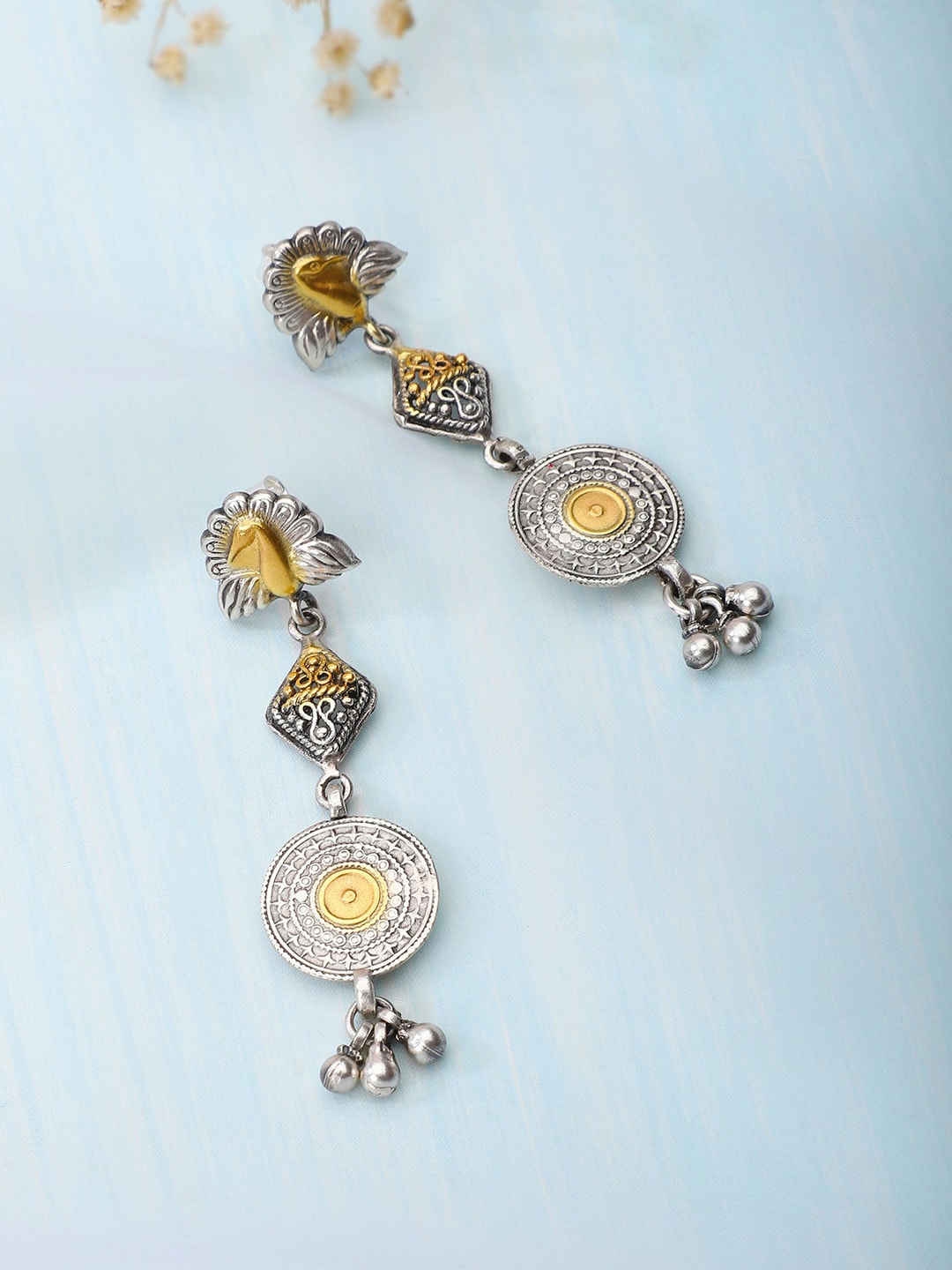 

Fabindia Gold-Toned & Silver-Toned Contemporary Drop Earrings