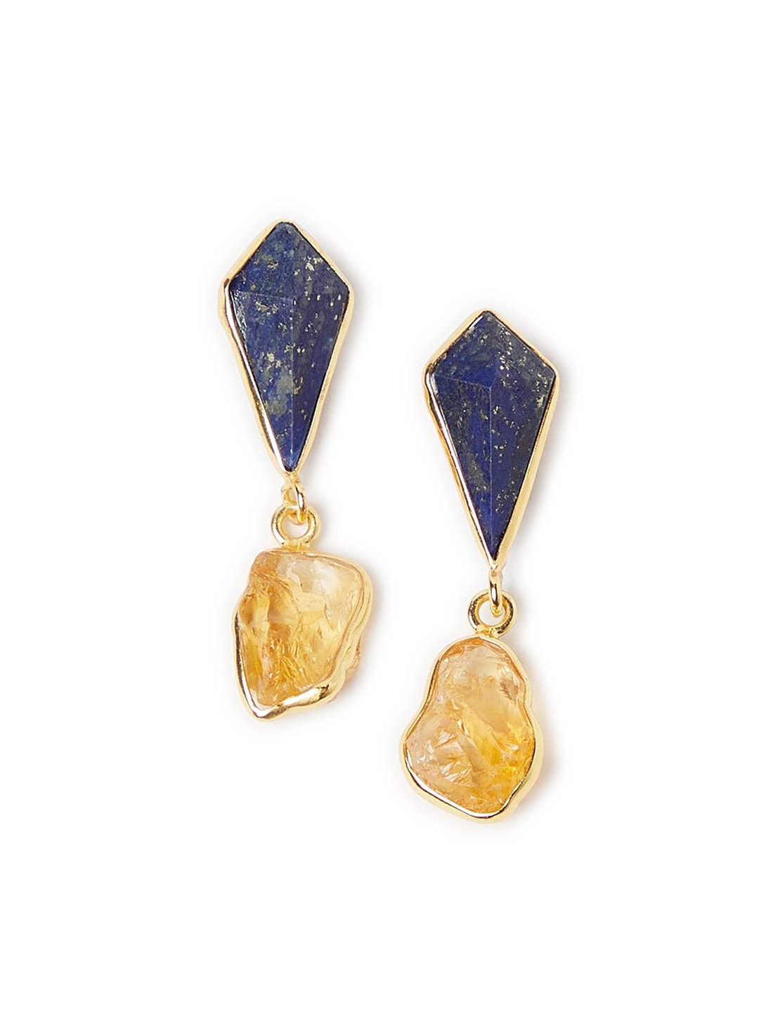 

Fabindia Gold-Toned & Blue Contemporary Drop Earrings