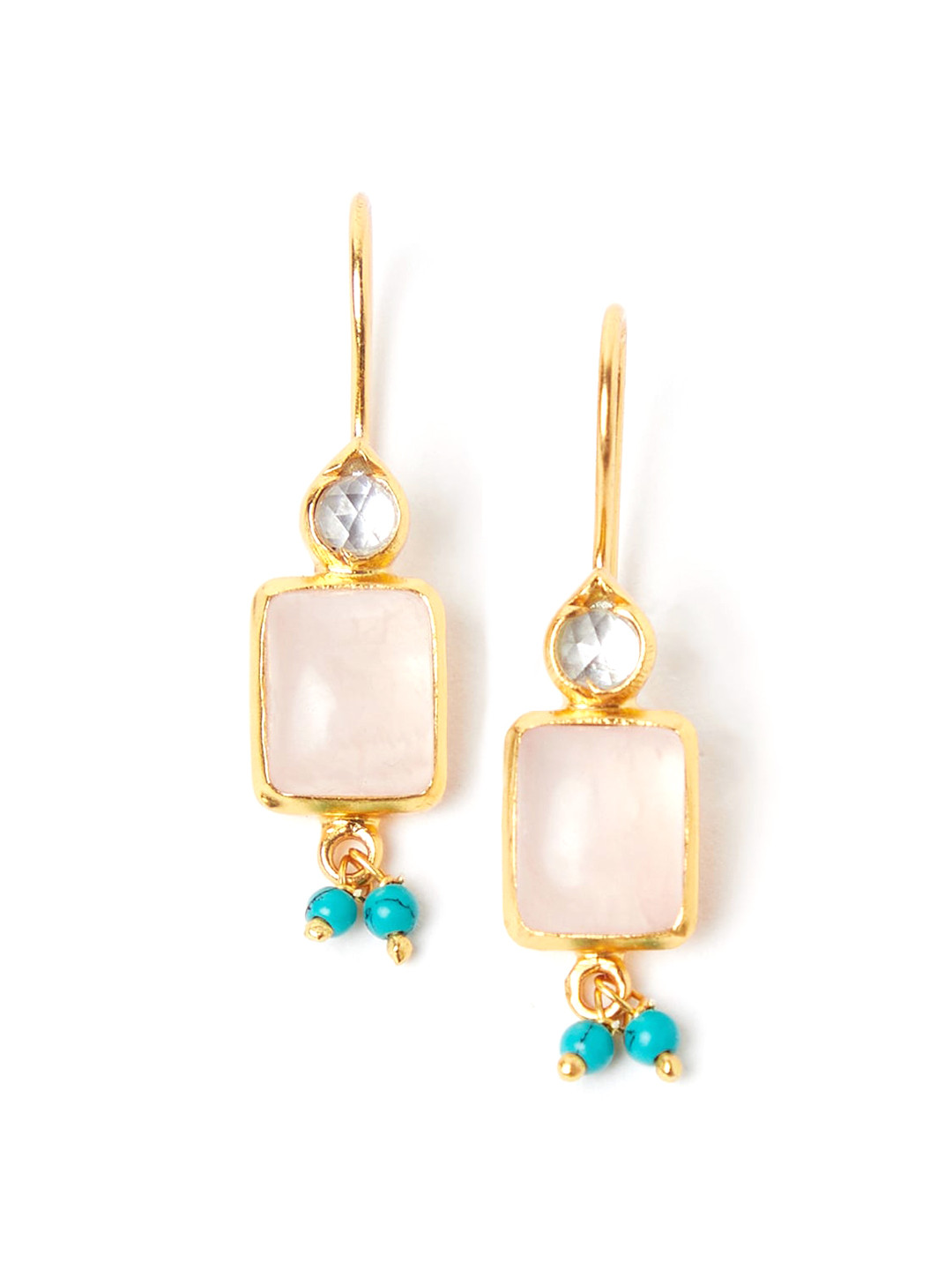 

Fabindia Gold-Toned & Pink Square Drop Earrings