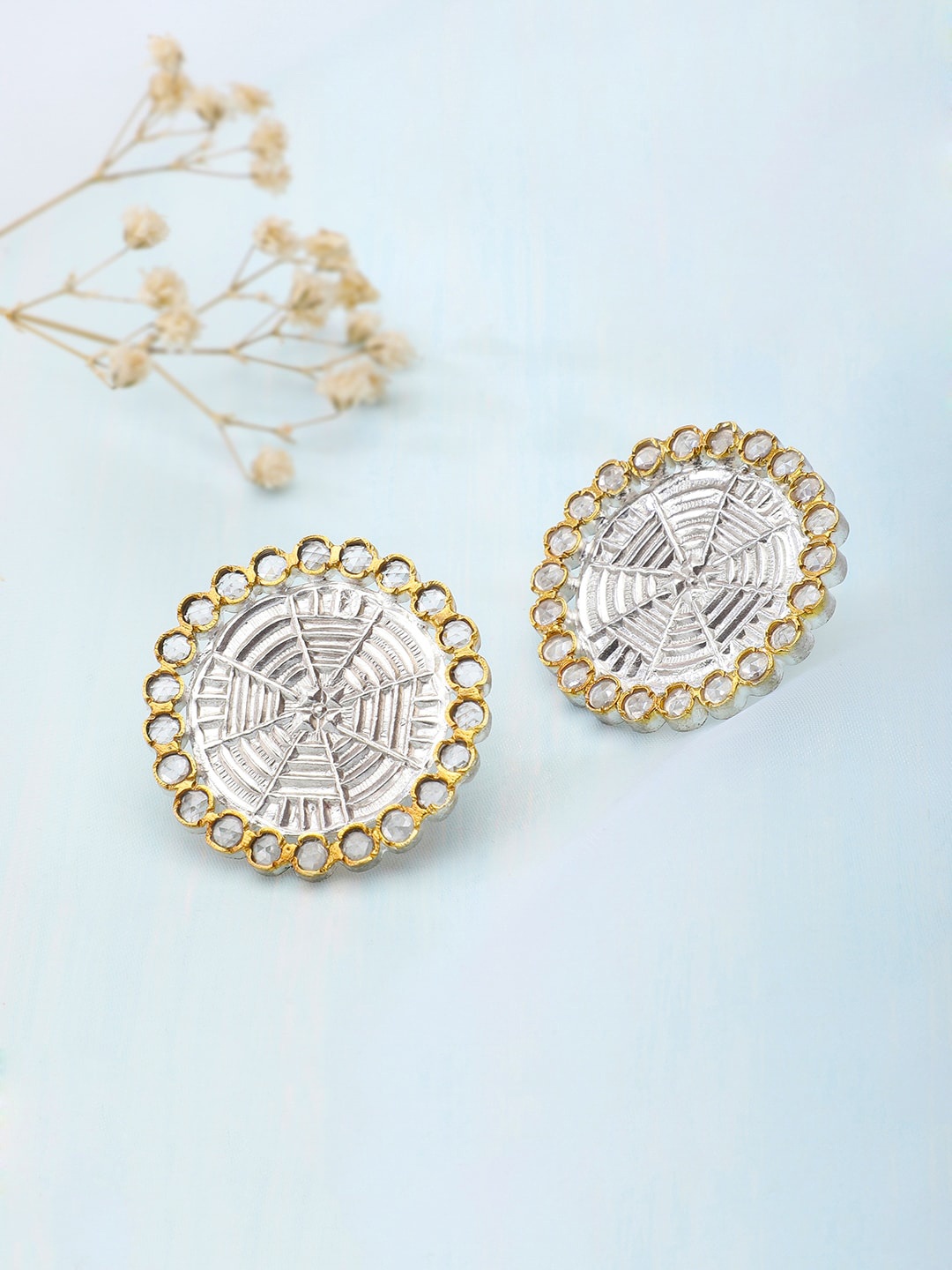 

Fabindia Gold-Toned & White Contemporary Studs Earrings