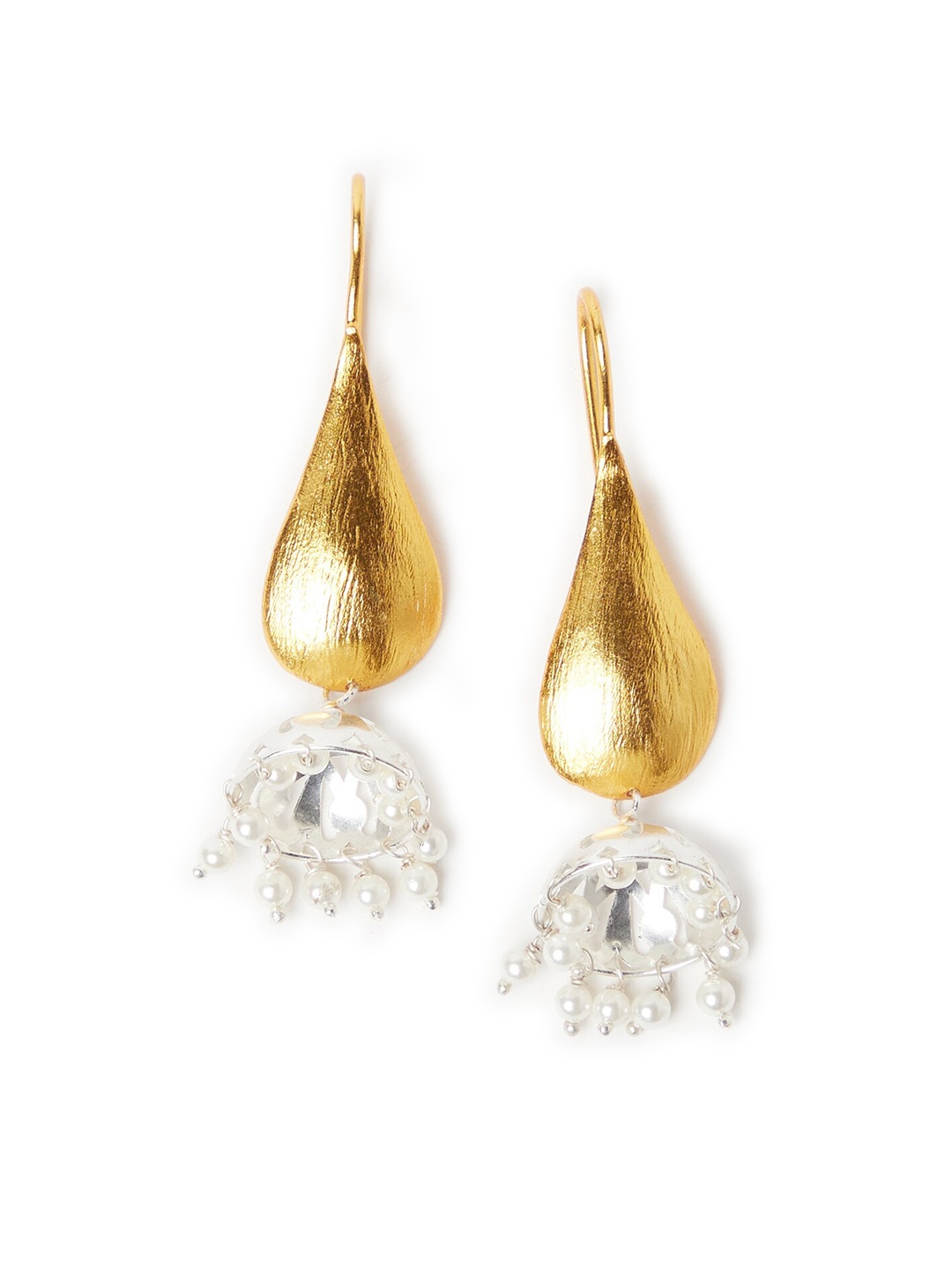 

Fabindia Gold-Toned & Silver-Toned Dome Shaped Drop Earrings
