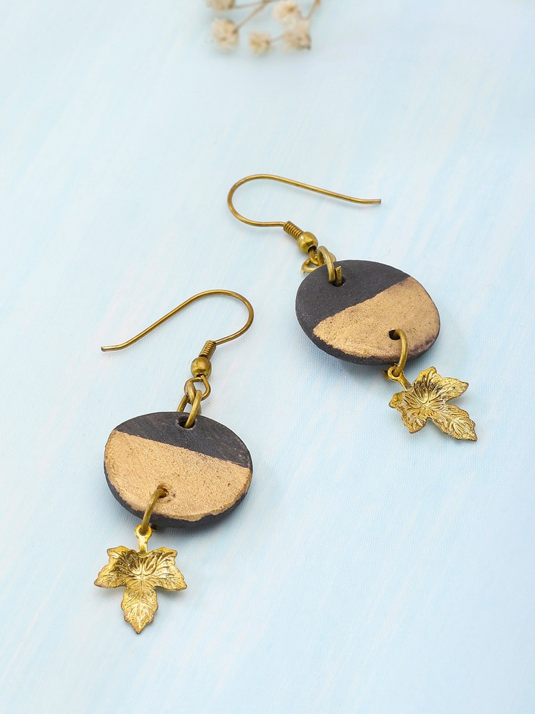 

Fabindia Brown & Black Contemporary Drop Earrings