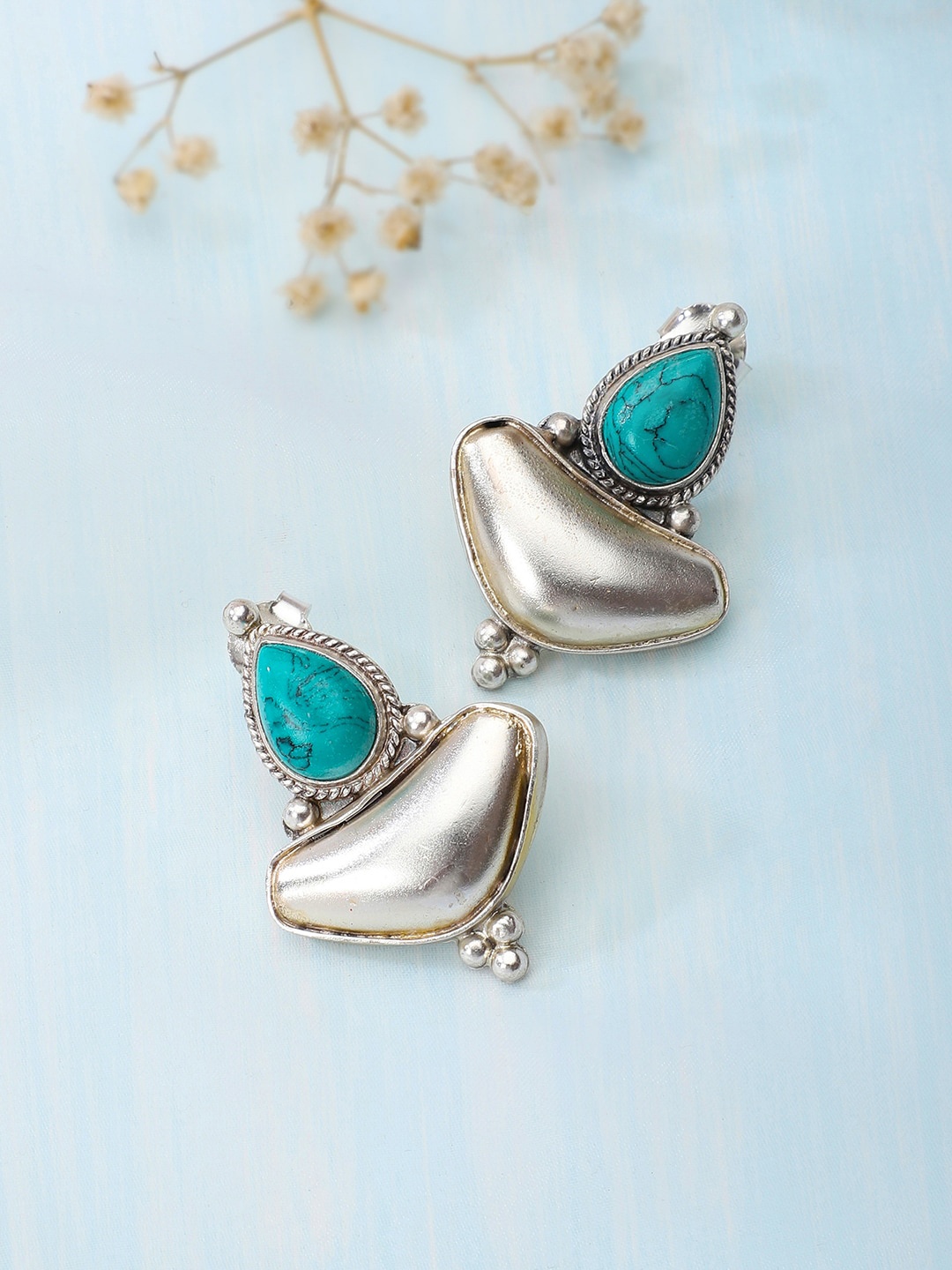 

Fabindia Silver-Toned Contemporary Studs Earrings