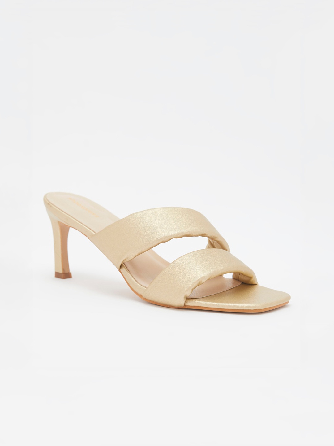 

shoexpress Gold-Toned PU Stiletto Sandals