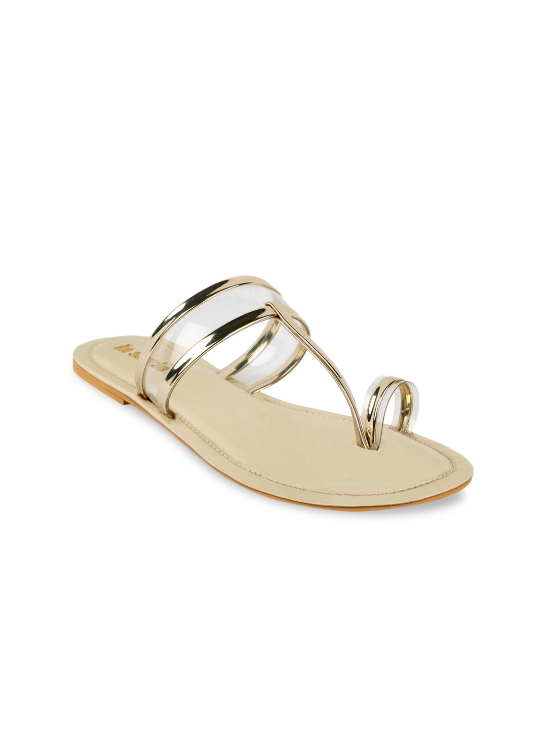 

LA SAVIE Women Gold-Toned Ethnic One Toe Flats