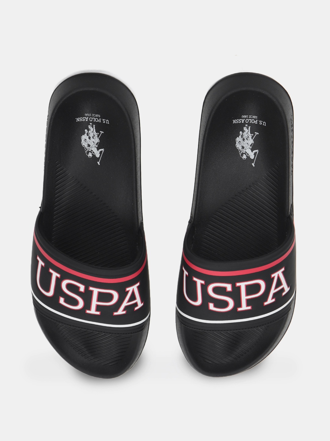 

U S Polo Assn Men Black Printed Sliders