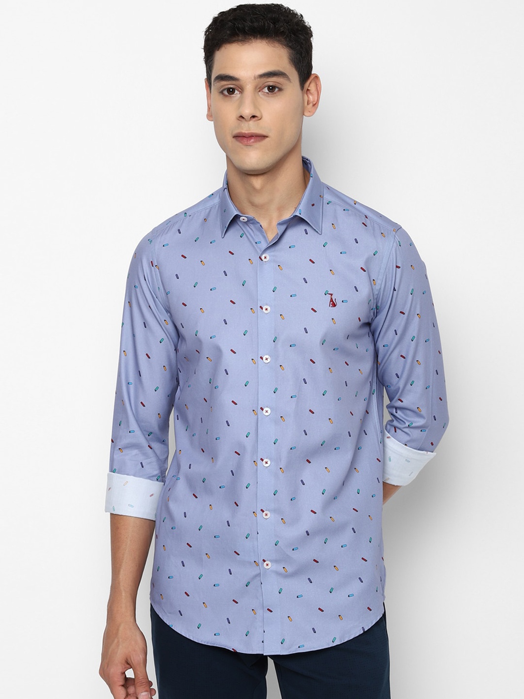 

SIMON CARTER LONDON Men Blue Slim Fit Opaque Printed Casual Shirt