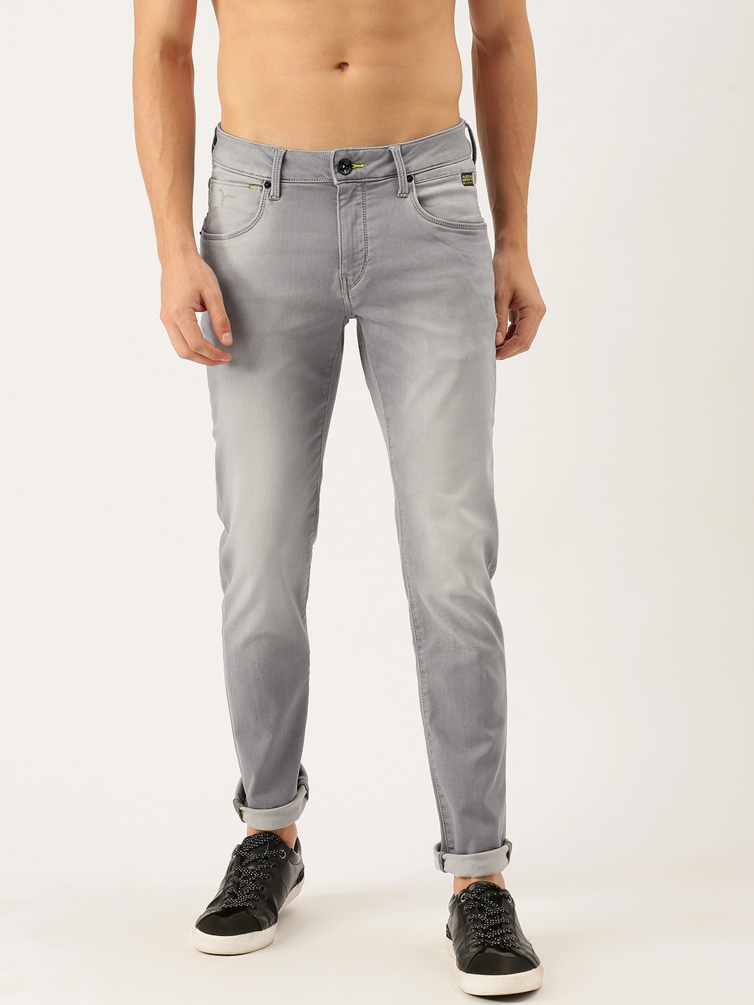 

Flying Machine Men Grey Micheal Tapered Fit Mid-Rise Light Fade Regular Jeans