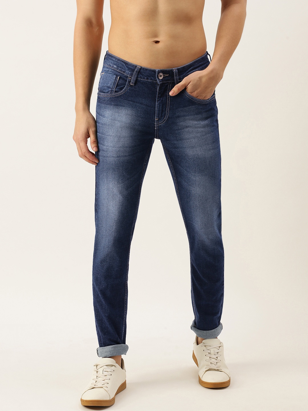 

Flying Machine Men Blue Skinny Fit Low-Rise Heavy Fade Stretchable Jeans