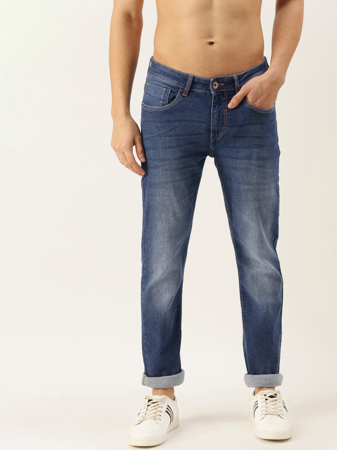 

Flying Machine Men Blue Slim Tapered Fit Heavy Fade Stretchable Jeans
