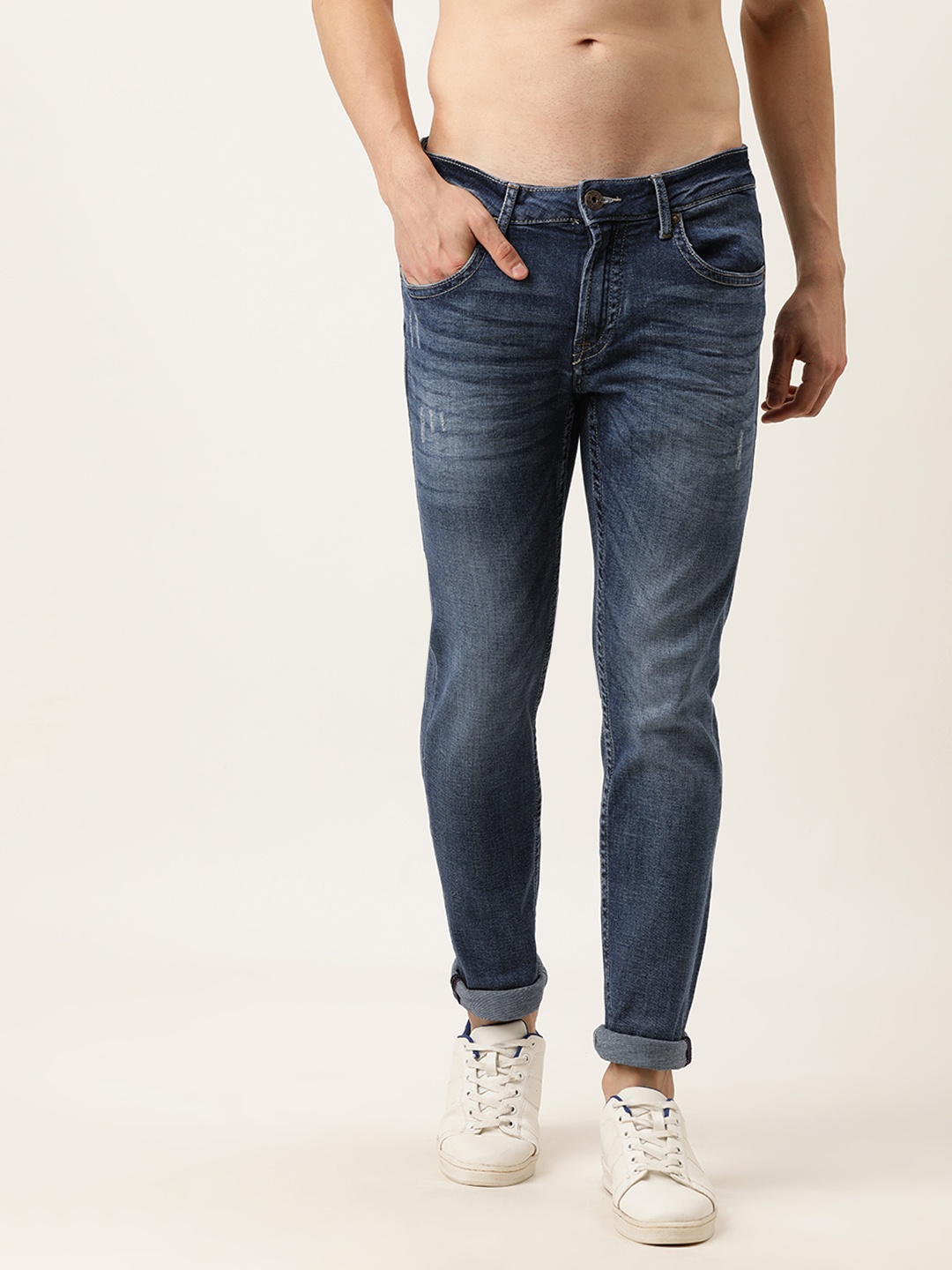 

Flying Machine Men Blue Michael Slim Tapered Fit Heavy Fade Stretchable Jeans