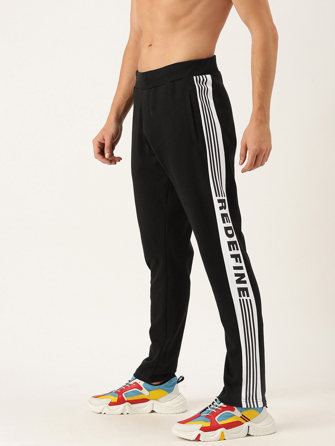 

Flying Machine Men Black Printed Pure Cotton Track Pants