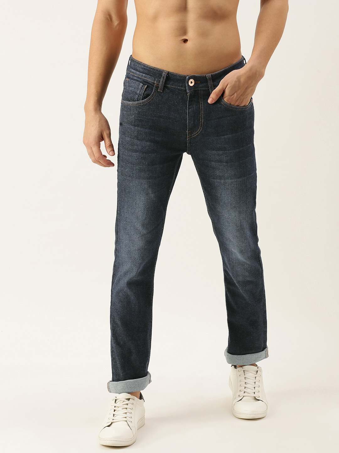 

Flying Machine Men Navy Blue Micheal Slim Fit Mid-Rise Light Fade Jeans