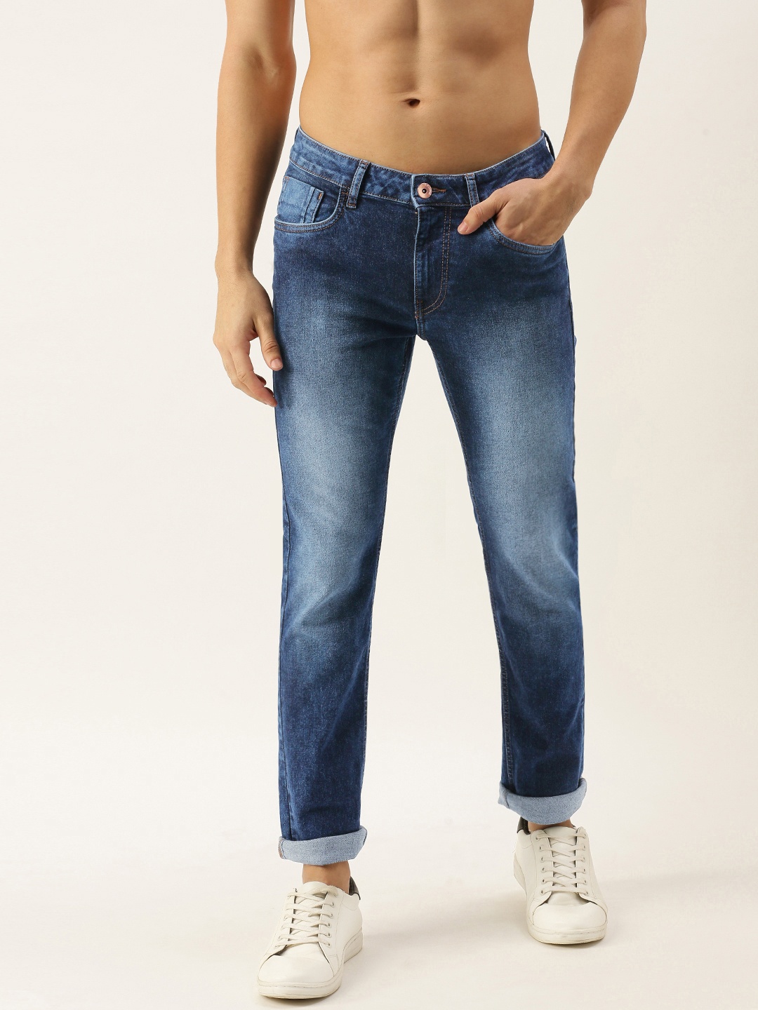 

Flying Machine Men Blue Slim Tapered Fit Heavy Fade Stretchable Jeans