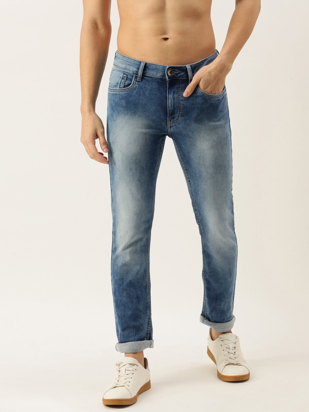 

Flying Machine Men Blue Slim Fit Heavy Fade Stretchable Jeans