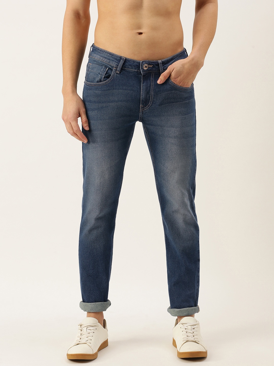 

Flying Machine Men Blue Slim Tapered Fit Heavy Fade Stretchable Jeans