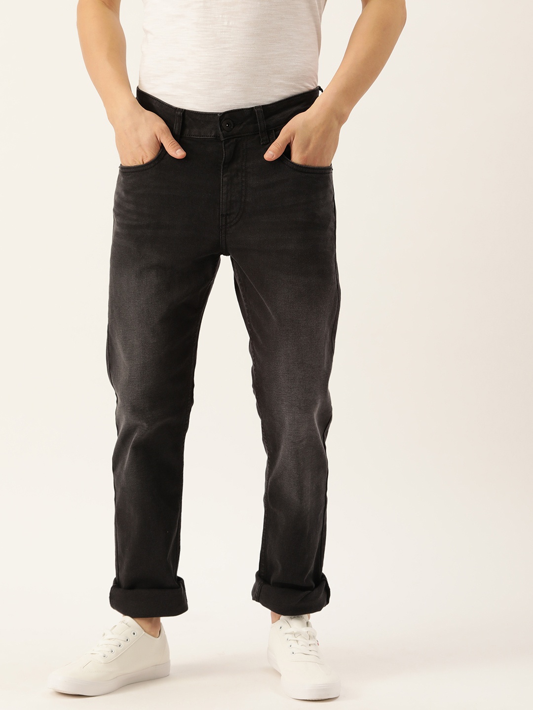 

Flying Machine Men Black Michael Slim Tapered Fit Light Fade Stretchable Jeans