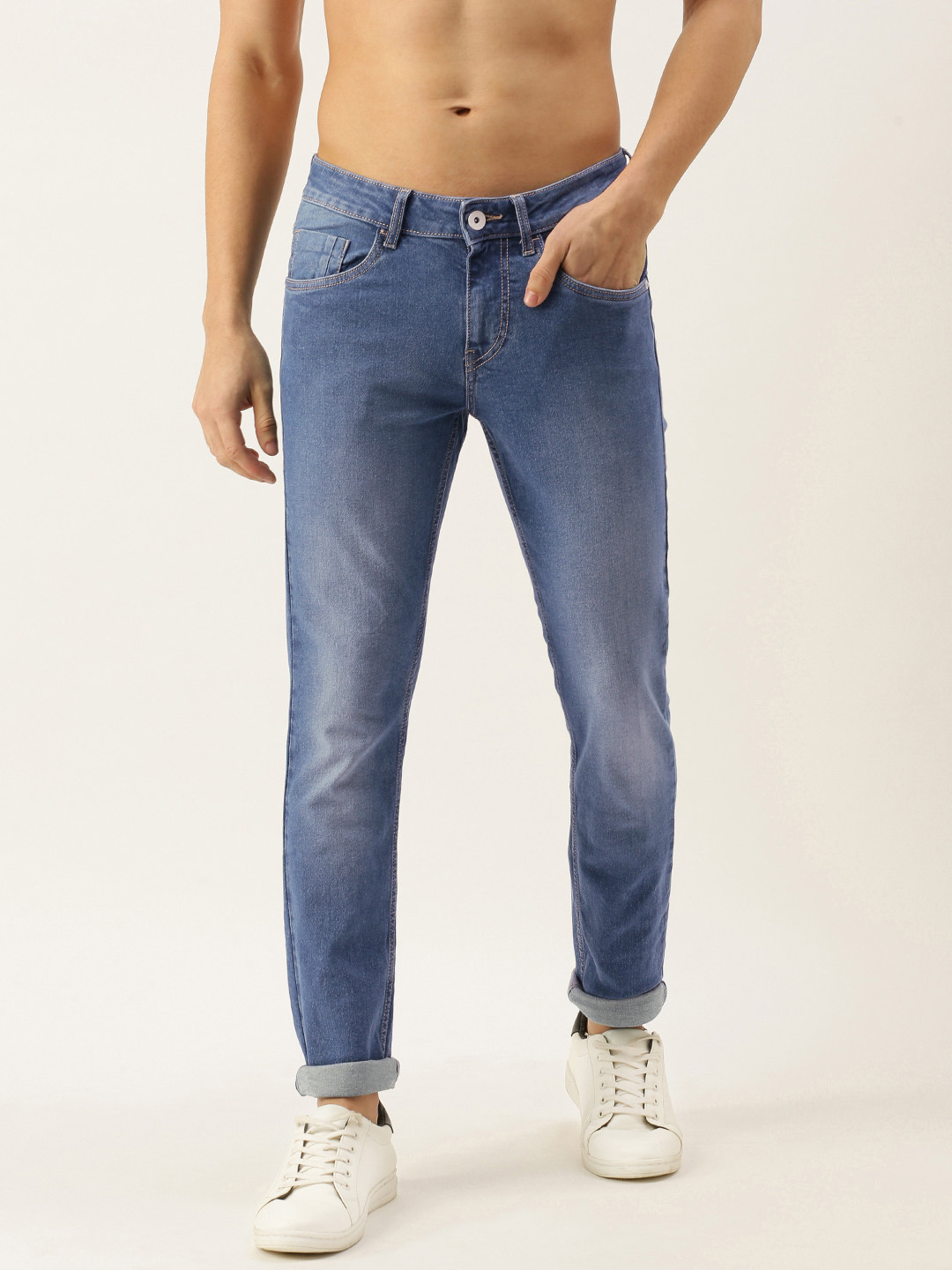

Flying Machine Men Blue Skinny Fit Low-Rise Heavy Fade Stretchable Jeans