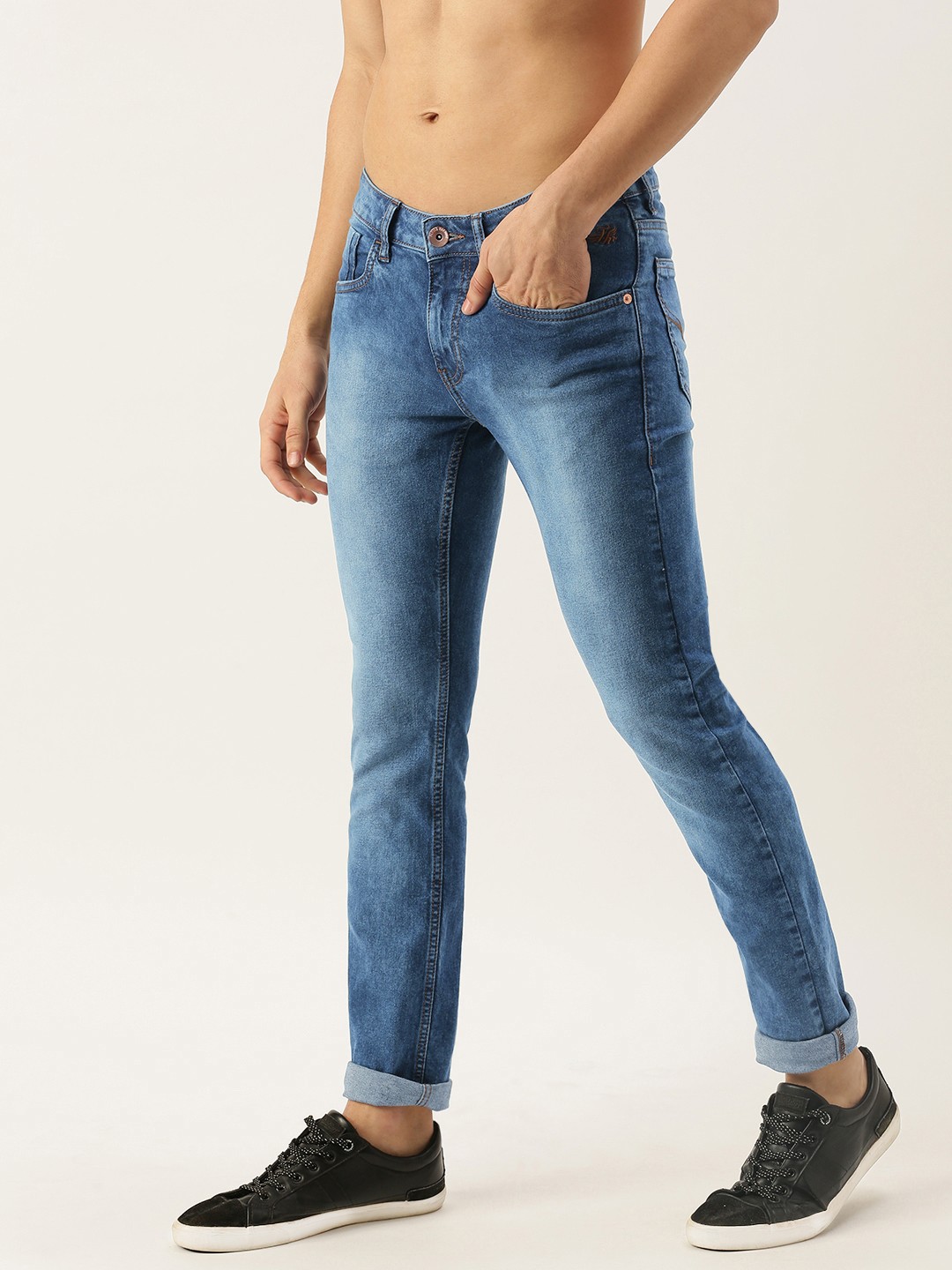 

Flying Machine Men Blue Skinny Fit Low-Rise Heavy Fade Stretchable Jeans