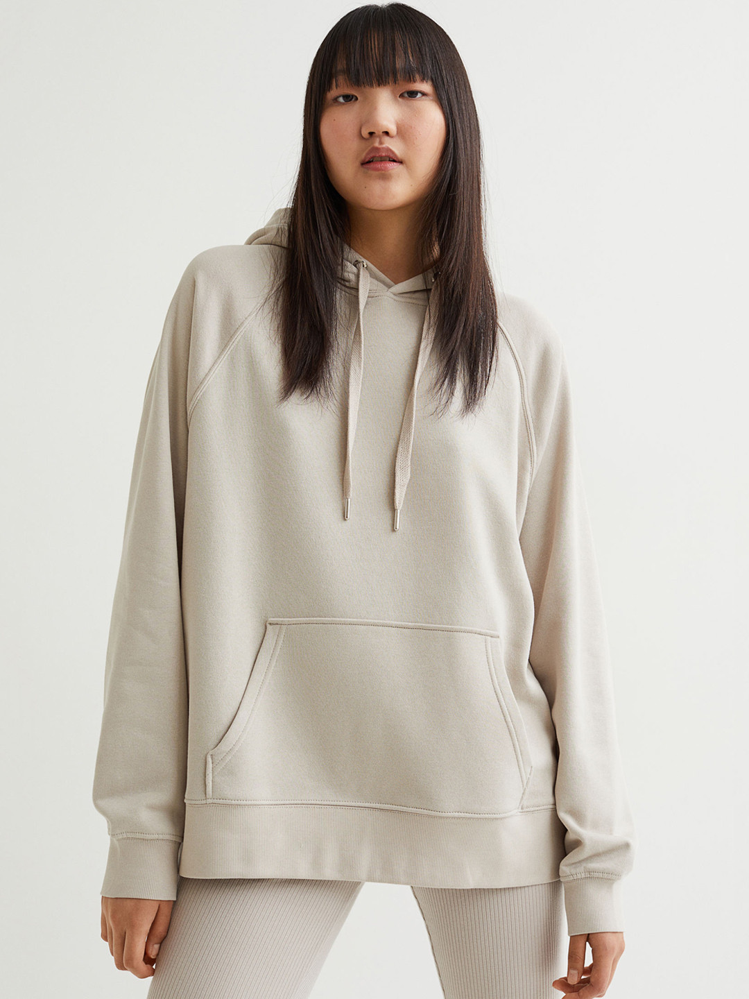 

H&M Women Beige Oversized Hoodie