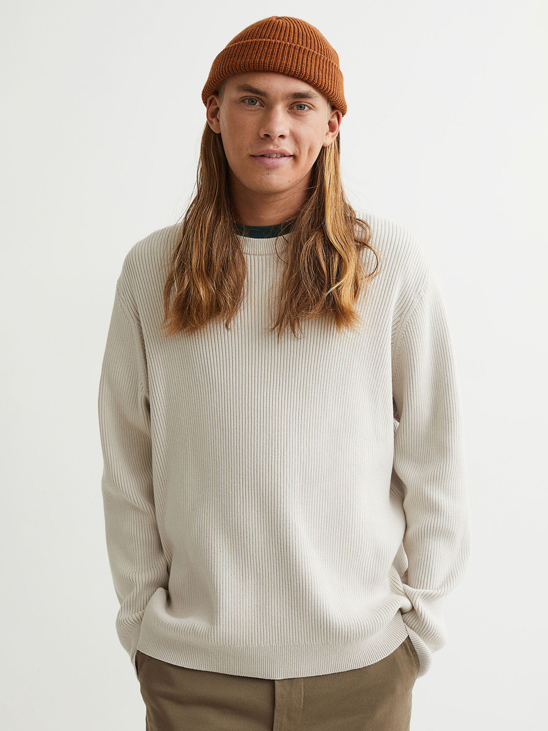

H&M Men Beige Relaxed Fit Jumper
