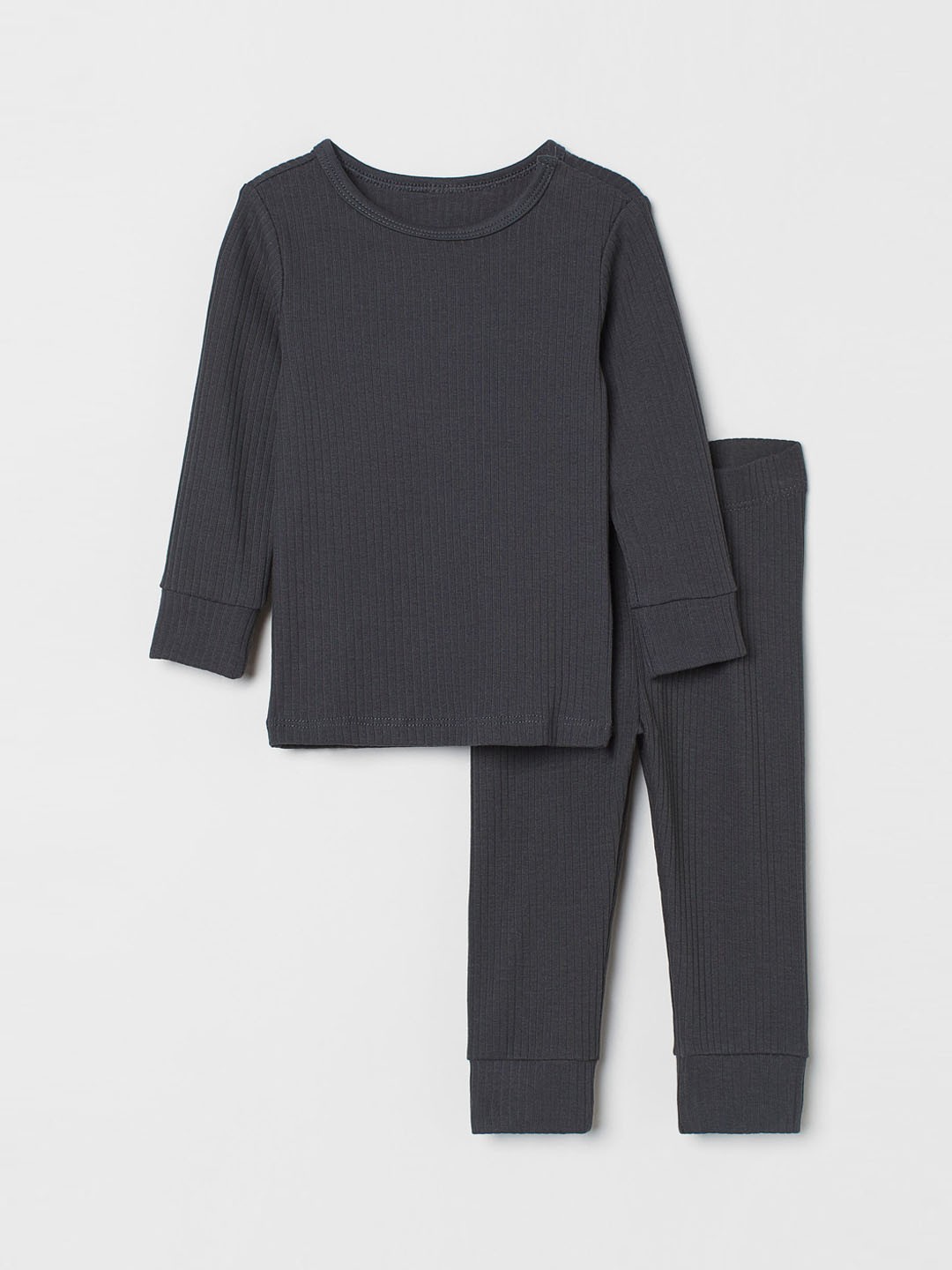 

H&M Woman Grey Ribbed cotton set