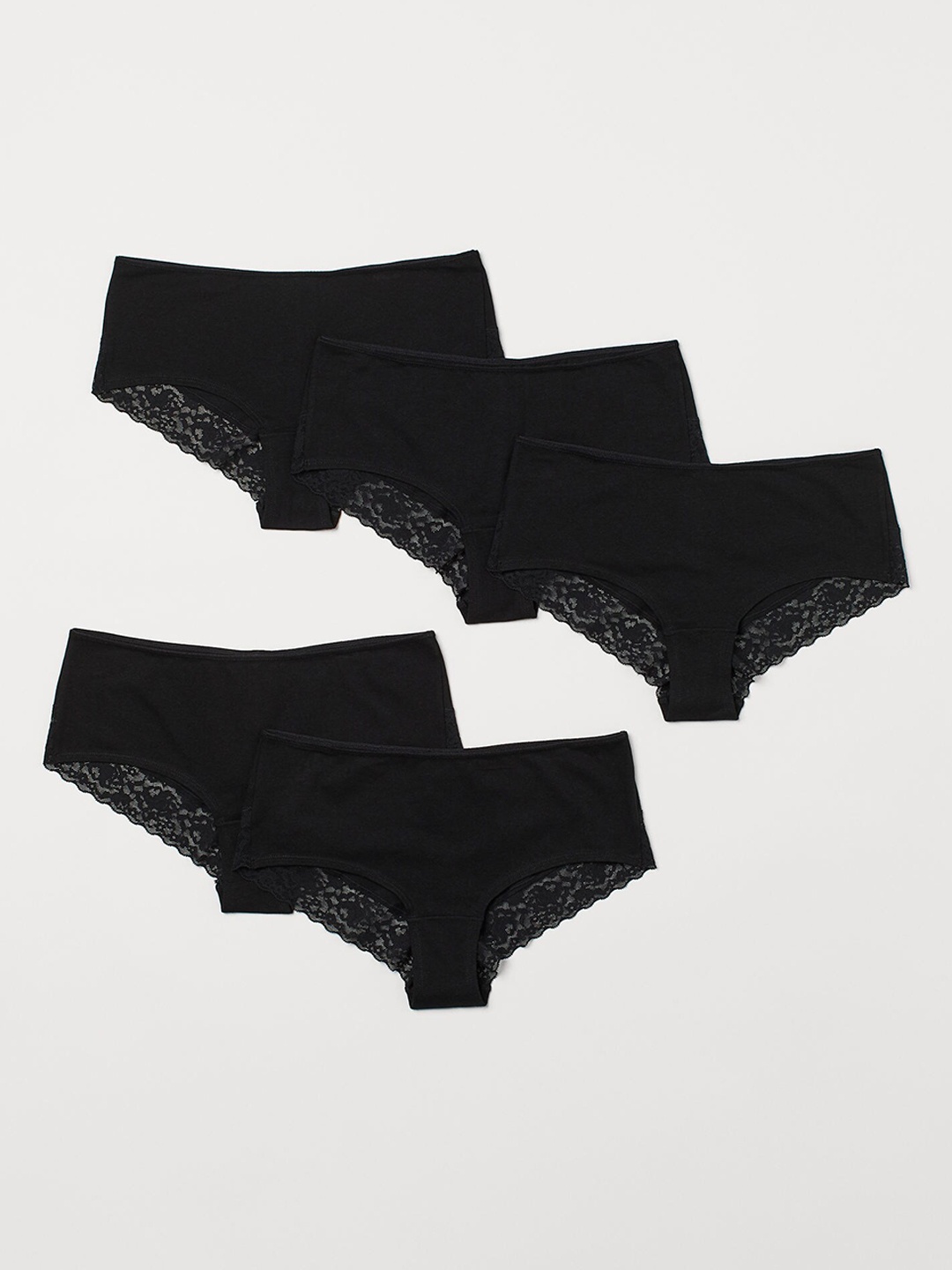 

H&M Women Pack of 5 Black Solid Hipster Briefs