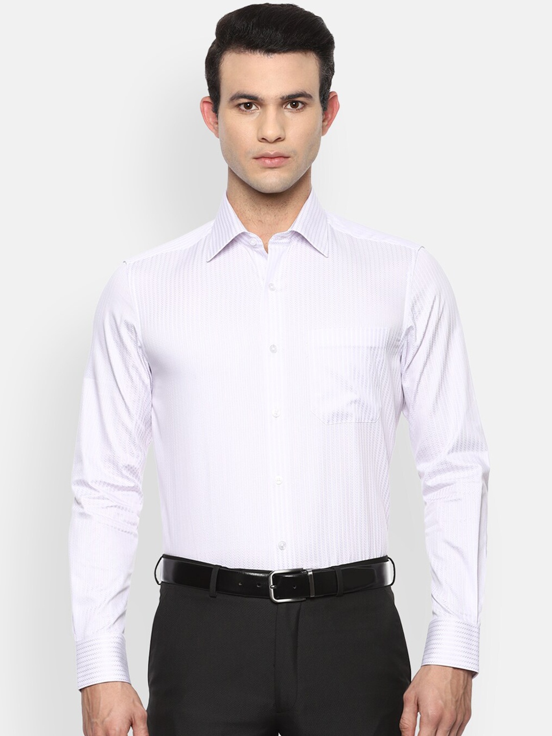 

Louis Philippe Men Purple Opaque Striped Formal Shirt