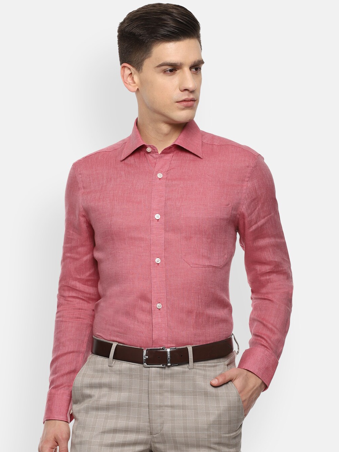 

Louis Philippe Men Pink Opaque Formal Shirt