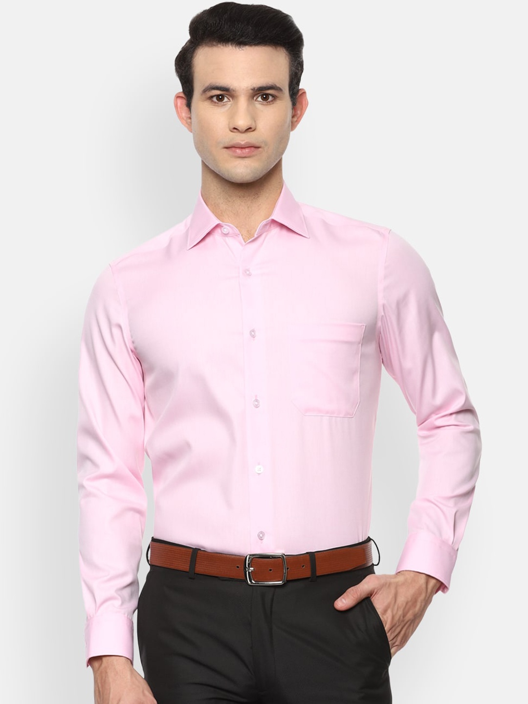 

Louis Philippe Permapress Men Pink Opaque Formal Shirt