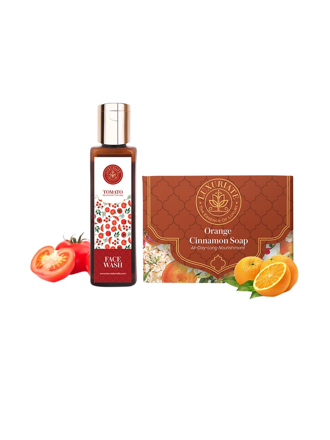 

LUXURIATE Orange Soap With Tomato Face Wash & Rose Hand Wash For Skin Nourishment - 450 gm, Green