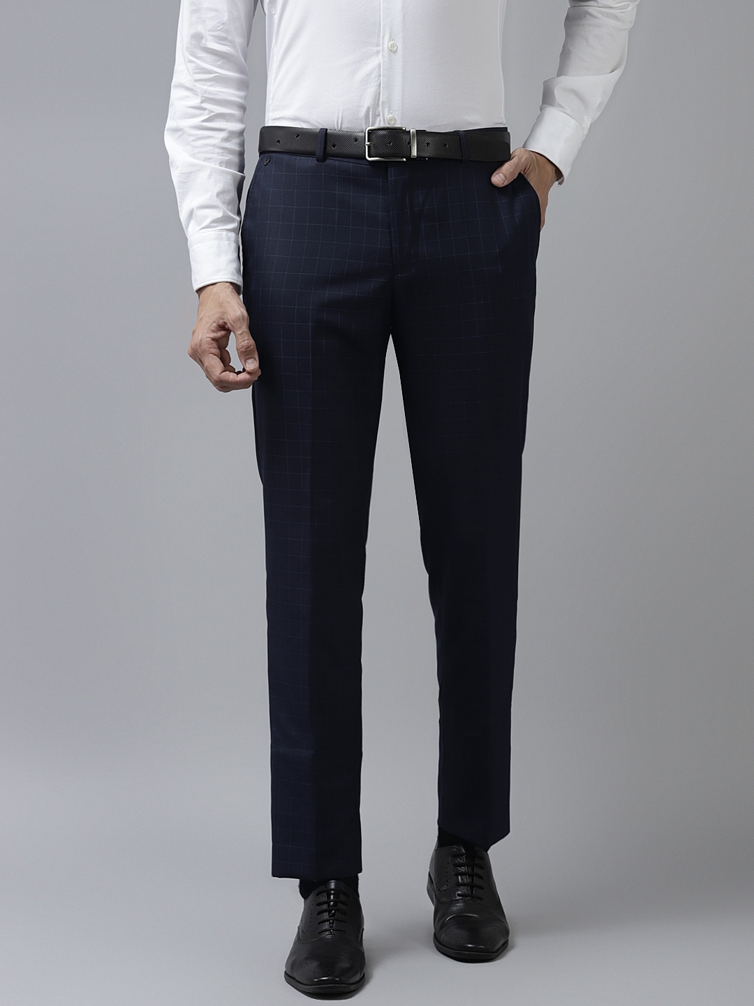 

Blackberrys Men Navy Blue B-95 Slim Fit Formal Trousers