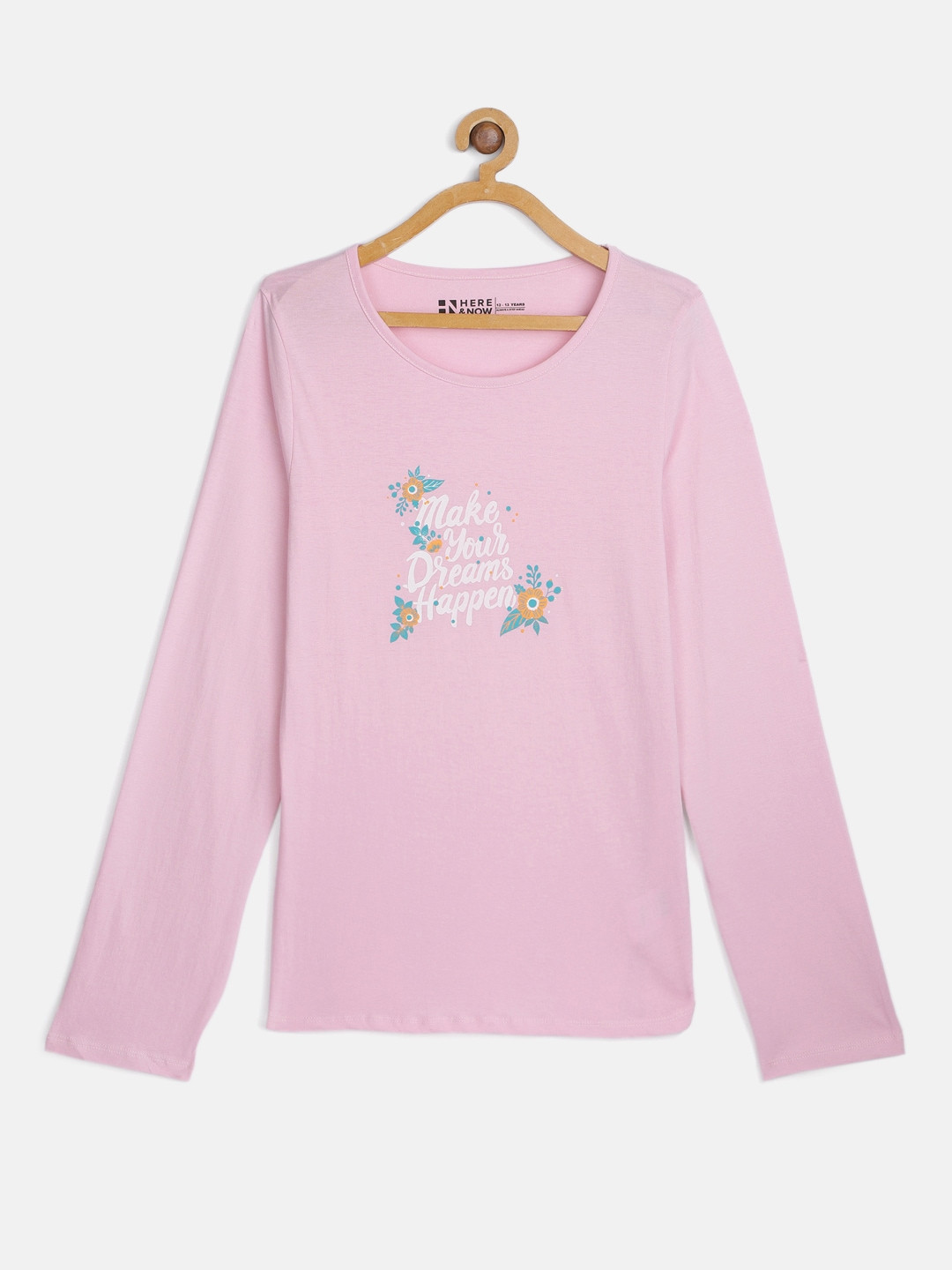 

HERE&NOW Girls Lavender Typography Printed Pure Cotton T-shirt