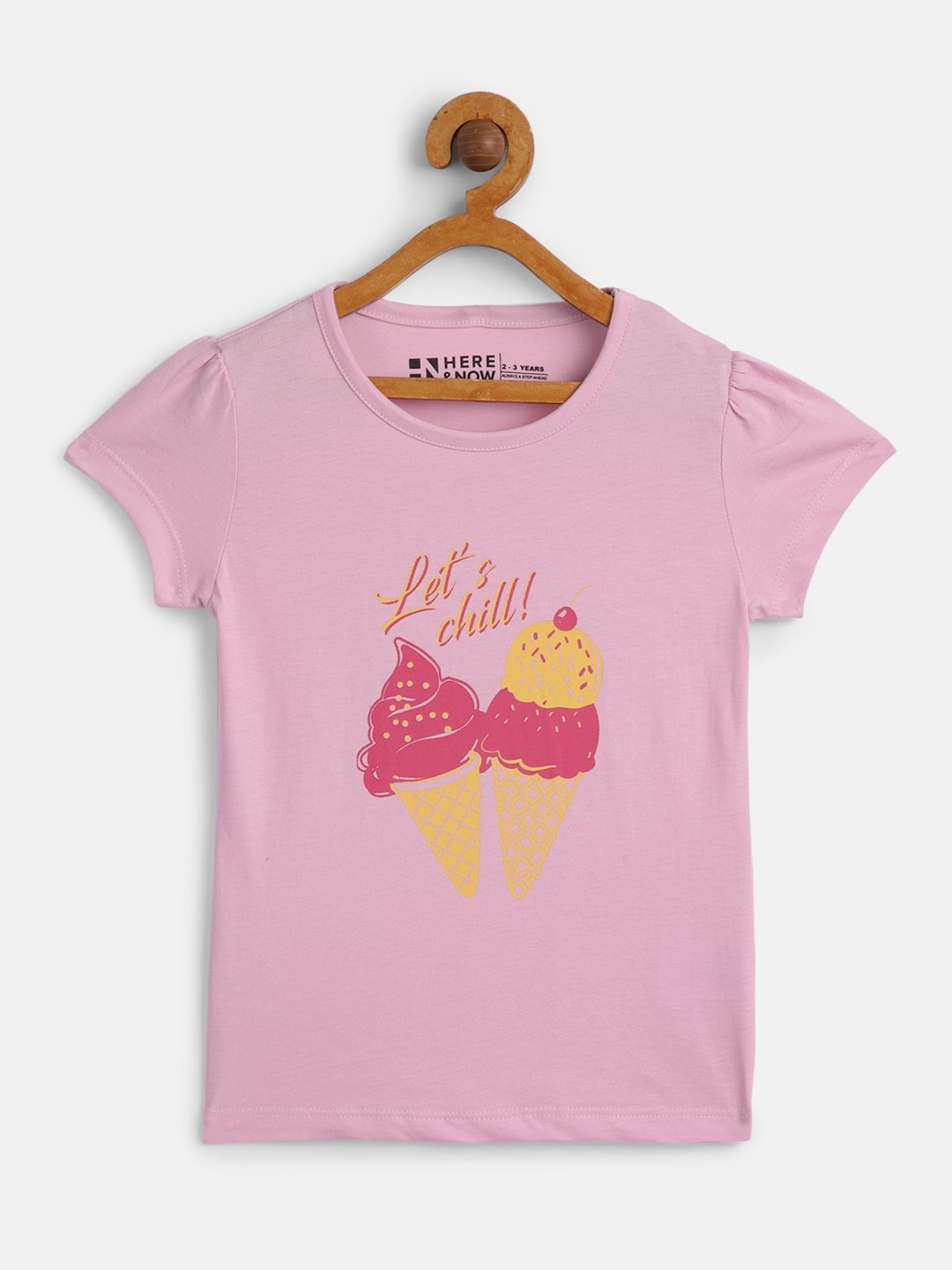 

HERE&NOW Girls Pink Printed Pure Cotton T-shirt