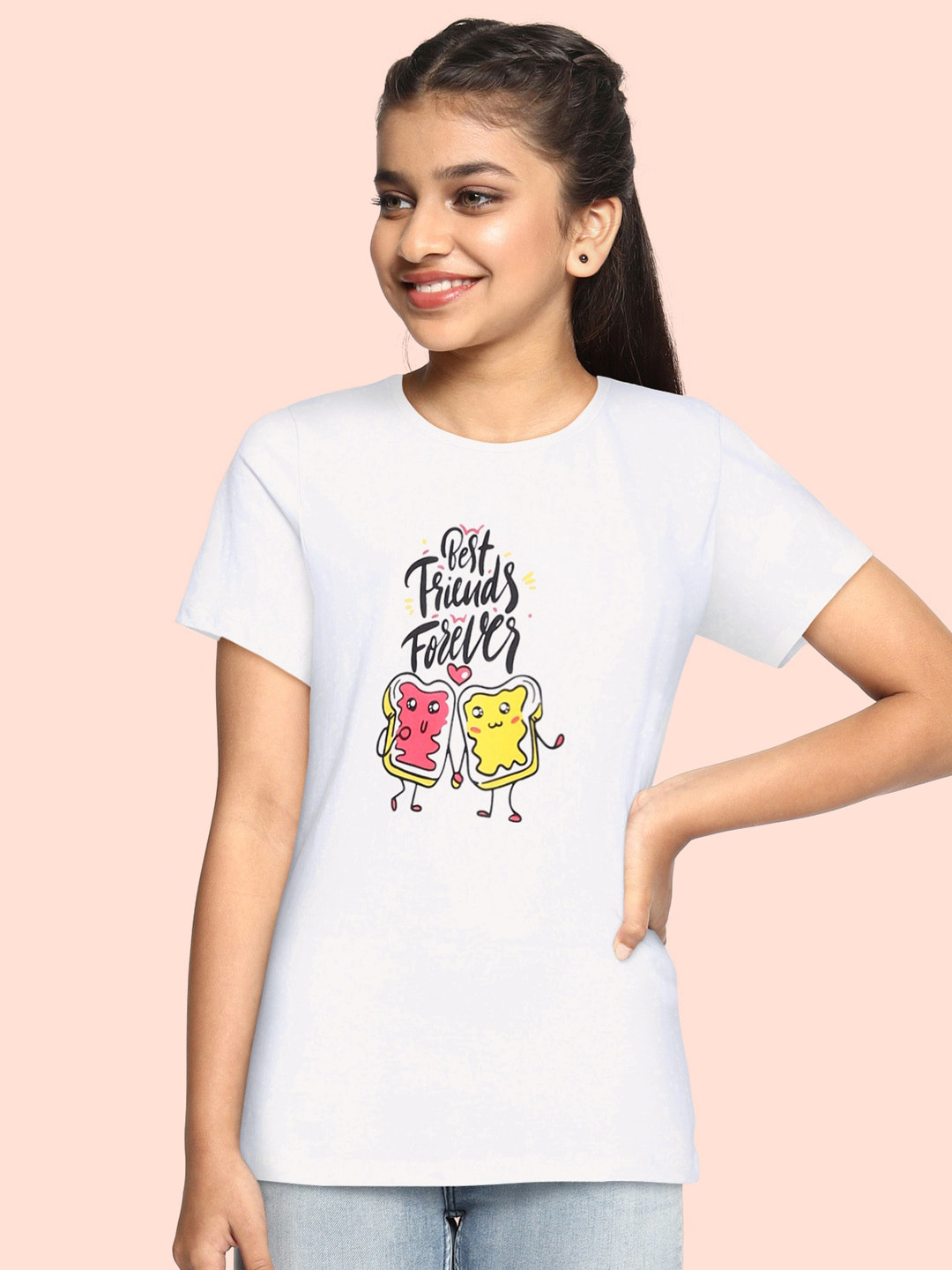 

HERE&NOW Girls White Printed T-shirt